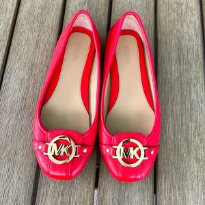 Red Michael Kors leather flats 7.5 never worn